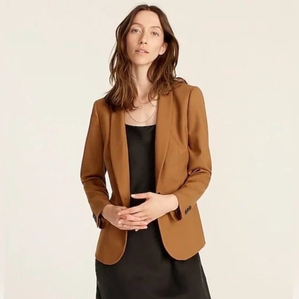 J. Crew Parke Blazer in Wool Flannel Heather Caramel Size 2